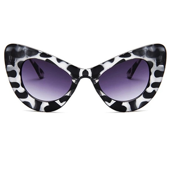 NEW Retro Cat Eye Sunglasses Red White Black - Picture 4 of 5